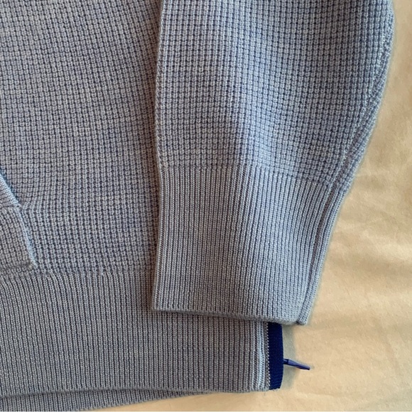 G/Fore Waffle Stitch Hooded Sweater Large Wool Womens Top Golf Ice Blue Soft NEW - Picture 5 of 13